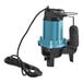 A blue and black Little Giant submersible water pump with a cord.