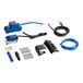 A black and blue Little Giant Mini-Split Condensate Pump with electrical equipment and a hose.