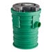 A green Little Giant sewage pump basin with a black lid.