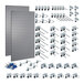 A Triton gray steel LocBoard with a group of tools and hooks.