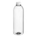 A 32 oz. clear plastic round juice bottle with a white lid.