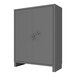 A grey metal Durham Mfg storage cabinet with a ProLogic electronic lock.