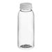 An 8 oz. clear plastic juice bottle with a clear lid.