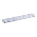 A 24-inch white microfiber wet mop pad with blue scrubbing stripes and hook and loop backing.