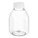 A clear plastic Square Milkman juice bottle with a clear lid.