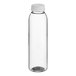 A clear rPET juice bottle with a clear lid.