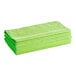 A stack of Lavex green microfiber cleaning cloths.