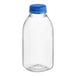 A 12 oz. clear plastic Milkman juice bottle with a blue lid.