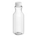 A clear plastic carafe juice bottle with a white lid.