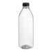 A 32 oz. clear PET juice bottle with a black cap.