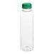 A clear plastic bottle with a dark green lid.