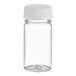 A 2.5 oz. clear plastic round energy bottle with a white cap.