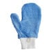 A blue glove with a white band.