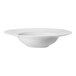 A Luzerne bright white soup/pasta bowl with a rim.