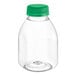 An 8 oz. clear PET plastic juice bottle with a green cap.