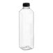 A 32 oz. clear PET juice bottle with a black lid.