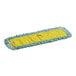 A yellow and green Lavex 24" microfiber dust mop pad.