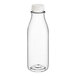 A clear plastic carafe juice bottle with a clear lid.
