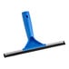 An Ettore blue plastic squeegee with a black handle.