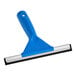 An Ettore blue plastic squeegee with a black handle.