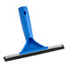 An Ettore blue plastic squeegee with a black handle.