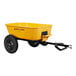 A yellow Gorilla dump trailer with black wheels.