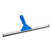An Ettore blue plastic squeegee with a blue handle.