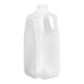 A translucent half-gallon HDPE milk jug with a handle and an open top.
