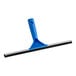 An Ettore blue plastic squeegee with a handle.