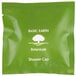 A green plastic bag with white text that reads "Basic Earth Botanicals Hotel and Motel Shower Cap"