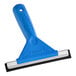 An Ettore blue plastic squeegee with a black handle.