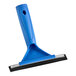 An Ettore blue plastic squeegee with a black handle.