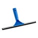 An Ettore blue plastic squeegee with a blue handle.