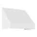 A white rectangular fabric awning with a rigid valance on a white background.