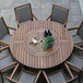 An Outdoor Interiors round table with chairs around it on a patio.