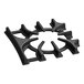 A black cast iron rear grate top for a gas range with four holes.