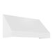 A white rectangular fixed awning with a rigid valance over a white background.