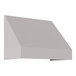 A gray rectangular fixed fabric awning with a rigid valance.