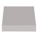A grey rectangular fabric awning with a rigid valance and white border.
