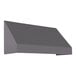 A grey rectangular fabric awning with a rigid valance.