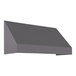 A grey rectangular fabric awning with a rigid valance on a white background.