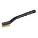 A black Lavex toothbrush style grout brush with brass bristles.