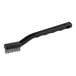 A black plastic Lavex toothbrush style grout brush with stainless steel bristles.