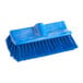 A close-up of a blue Lavex bi-level scrub brush head.