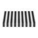 A black and white striped Awntech fixed fabric awning with rigid valance.