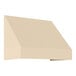 A tan rectangular fabric awning with a rigid valance on a white background.