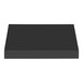 A black rectangular fabric awning with a rigid valance on a white background.