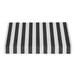 A black and white striped Awntech New Yorker fixed fabric awning with a rigid valance.