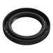 A black circular rubber seal with a metal ring.