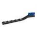 A toothbrush-style grout brush with a black handle and blue unflagged polypropylene bristles.